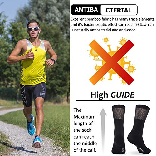 Sunew Bamboo Diabetic Socks, 3 Pairs Non-Binding Men's Winter Anti Odor Moisture Wicking Bamboo Diabetic Crew Dress Socks Home Training Mid Calf Loose Diabetic Socks 3 Pairs Black M #TOP5