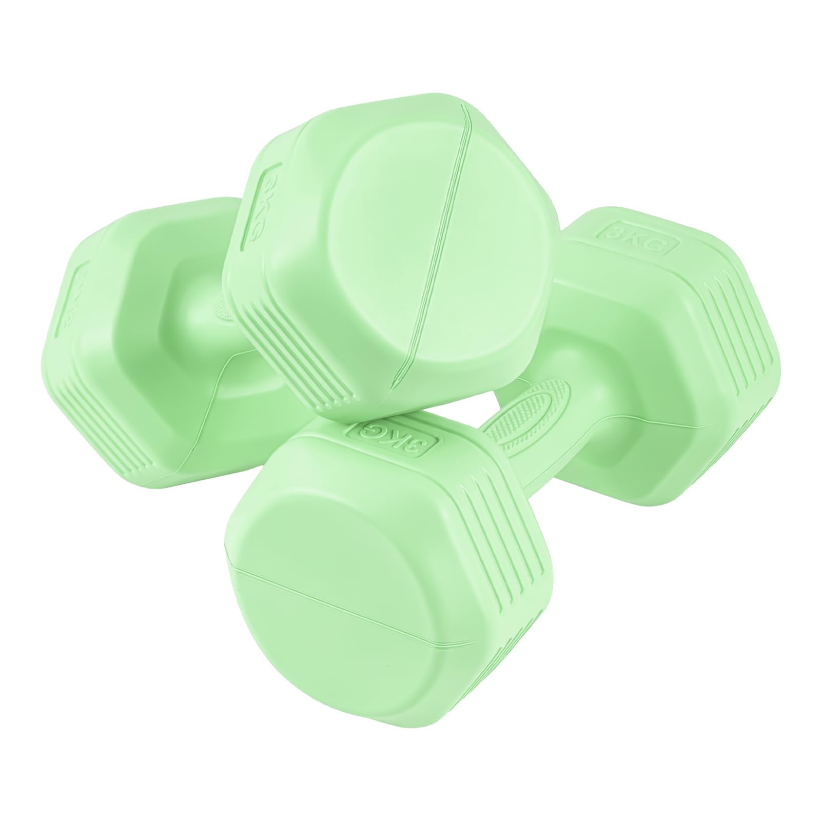 LN COZY CORNER 2PCS Neoprene Coated 3Kg Dumbbells Set for Home Fitness Strength Training Workout (Green)