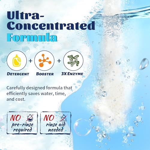 Image of Dishwasher Detergent Powder + Booster, 90 Loads | Plastic-Free, Eco-Friendly Dishwasher Soap - Pods Alternative, Concentrated Plant-Based Enzymes - Cuts Grease & Grime, No Water Spots (Fragrance-Free)
