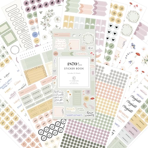 Blue Sky Everygirl 1870+ Sticker Book, Planner and Calendar Pack, 4.49” x 9.06”, Full Color, with Bungee Closure, 24 Unique Sheets (Every Day & Every Month)