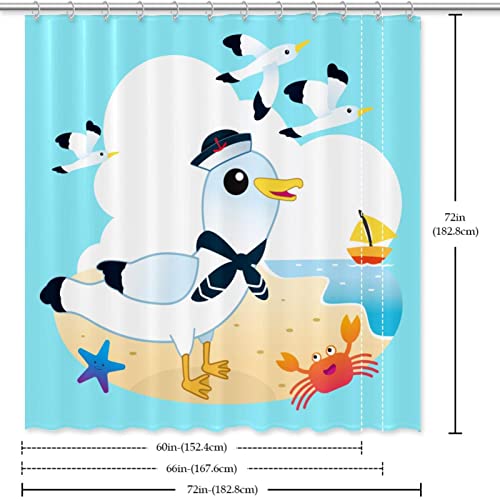 Rideau de douche imperméable mouette coloré 183x183 cm pour baignoire - 7
