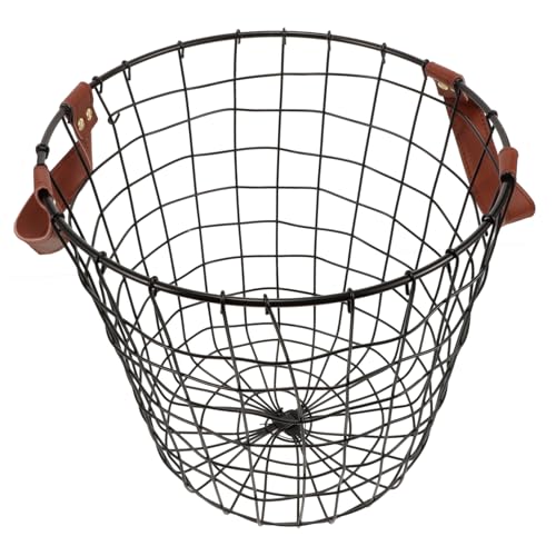 Alipis Cesto Porta Legna in Ferro Rotondo Con Manico, Cestino Di Filo Metallico Porta Legna Per Esterni Grande Capacità e Trasportatore Di Legname Resistente