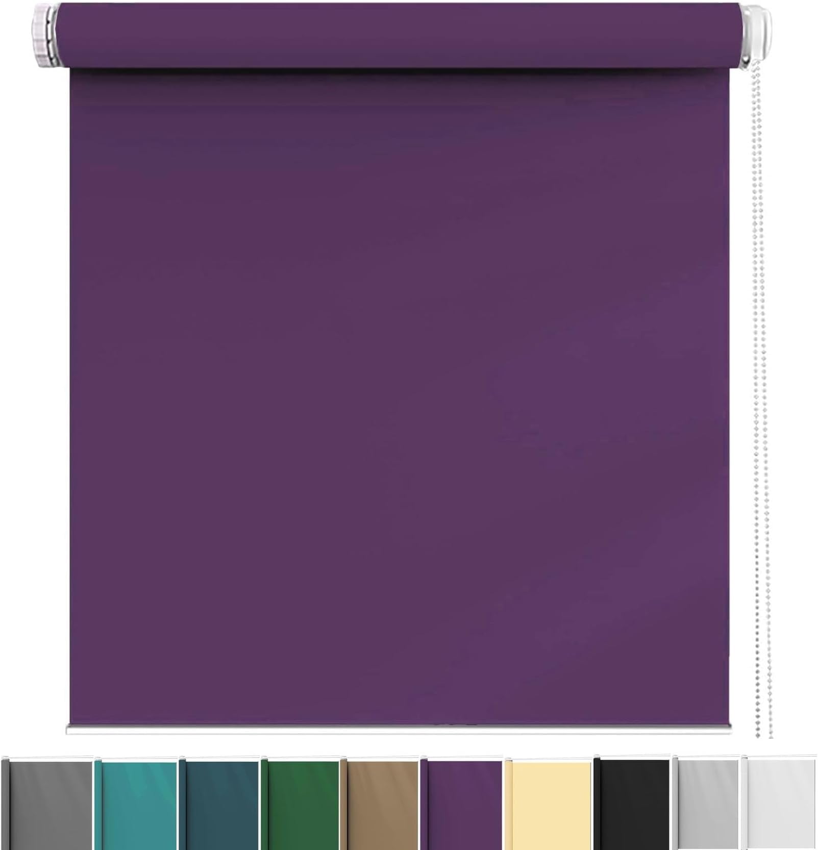50 x 110 cm No Drill Blackout Roller Shade Easy Installation Window Curtain with Mounting Kit Perfect for Bedroom and Office Purple Color