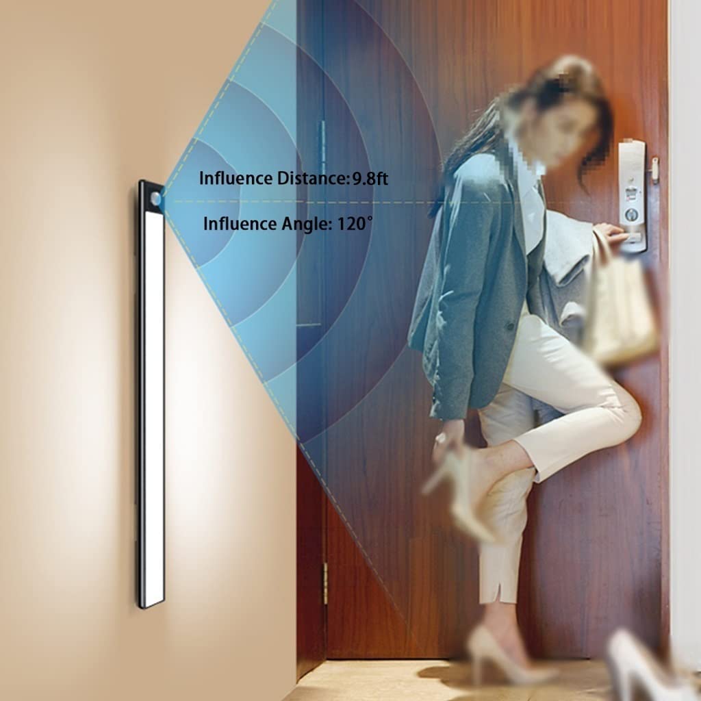 Luz Armario Luces De Armario De Inducción del Cuerpo Humano, Luces De Noche De Cocina Recargables USB, Luz De Despensa con Sensor De Movimiento, 3 Temperaturas De Color