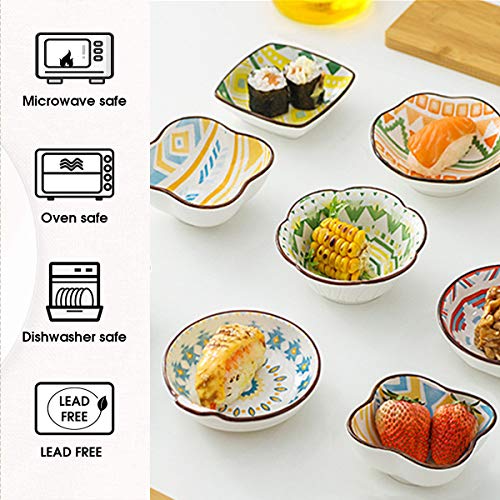 Rareci Soy Sauce Dish, Dipping Bowls Sets Of 6, 1.2 Oz Porcelain Dip Serving Bowls & Bowl, Small Bowls For Side Dishes, Sushi, Sauce, Ingredient, Mini Tiny Bowls(Mixed) #TOP6