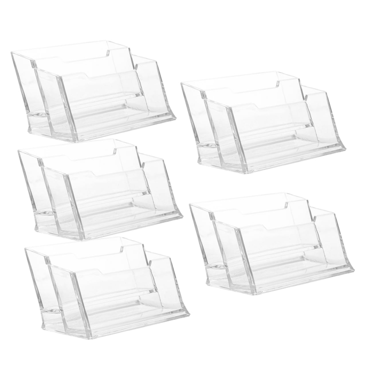 Lurrose 5pezzi Porta Biglietti Da Visita Trasparente Da Scrivania Organizer Per Biglietti Da Visita in Plastica Supporto Per Uffici e Viaggi