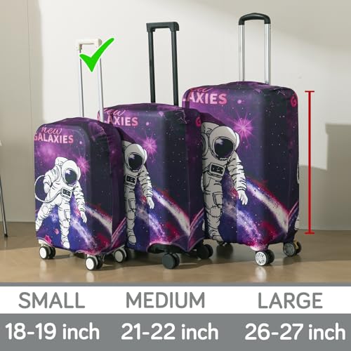 Image of HOKIPO Suitcase Covers for Trolley Suitcase, 220gsm Durable and Washable, Small (18-19inch) - Galaxy Explorer (AR-6343-D11)