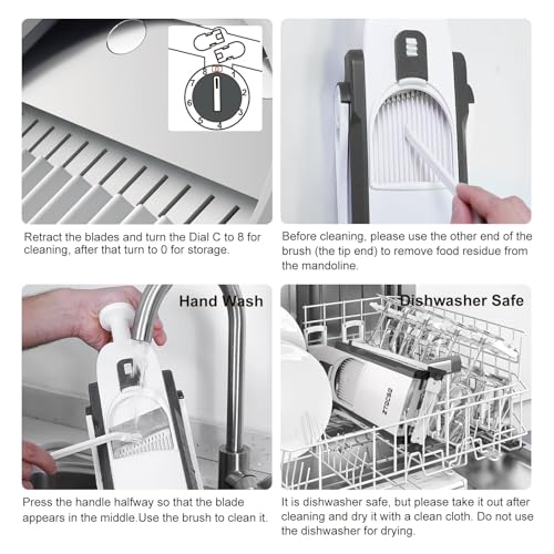 ZTQCSQ Safe Mandoline Slicer for Kitchen, Vegetable & Food Cutter, Thickness Adjustable 0.1-8 mm. Easy to Clean, Storage, Kitchen Faster Slice Artifact (Only Slice) (Gray)