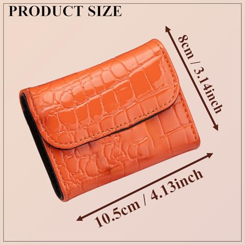 RFID Blocking PU Leather Credit Card Holder Wallet for Women, Compact Accordion Card Case with Multiple Slots, Small Buckle Coin Purse, Stone Litchi Pattern ID Card Organizer (Style-5)2
