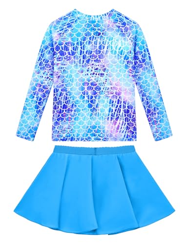Image of Snowheart Girls Rash Guard Swimsuit Set Long Sleeve Bathing Suit Two Piece 3-12 Years
