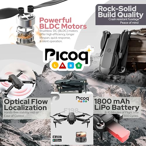 Image of F198 Brushless Motor Drone with Dual Battery, Dual Camera, Position Hold & Stunt Flip | Camera Drone for Beginners. Kids & Adults | Remote control drone quadcopter