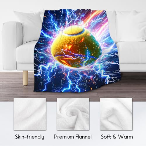 Kids Blanket for Boys Tennis Blanket Gifts - 50" x 60" Soft Fleece Throw with Lightning Design