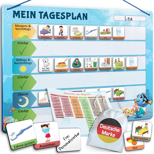LIKARTO Routine Planer Kinder - Montessori Aufgabenplaner & Magnettafel - Für mehr Struktur im Alltag - individuell anpassbar - Blau