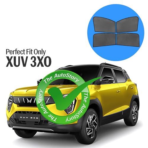 Image of AutoStory Custom Fit Black Mesh Car Sunshade for XUV 3XO | UV & Heat Protection Car Window Curtains | Privacy Car Sun Shade | Breathable Vehicle Specific Side Window Shades