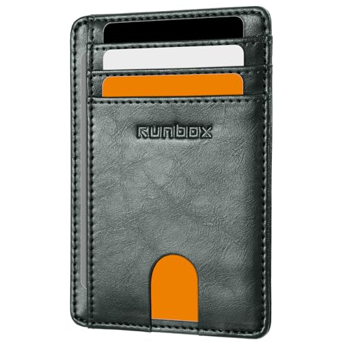 Image of RUNBOX Slim Minimalist Front Pocket RFID Blocking Leather Wallets for Men and Women Card Holder Wallets Gifts for men