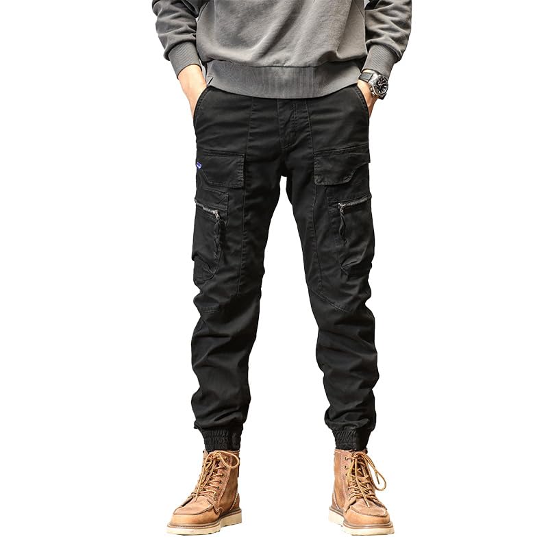 Jogger Cargo Hosen Männer Casual Multi-Tasche Männliche Hosen Jogginghose Streetwear Techwear Taktische Track Grau Hosen Männer(B,X-Larege)
