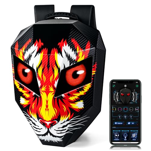 Gelrova Mochila Led Tiger Knight 19', Mochila Digital Animada Com Olhos Móveis Programáveis, Equipamento De Tecnologia Perfeito Para Estilo E Diversão