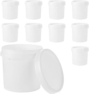 AKOLAFE 10 Pack 1 Quart Paint Buckets with Lids - Leak-Proof 2 Pint/1/4 Gallon Plastic Pails for Leftover Paint, Pigment Storage