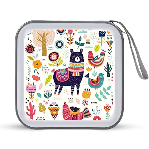 アルパカ CDケース プラケース スリム BD DVDケース 大容量 40枚収納 ディスク収納ケース 小型 持ち運び便利 可愛い 男女兼用 旅行 自宅用 セミハード ファスナー付