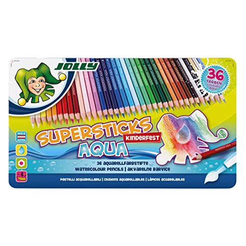 Jolly Supersticks Premium European Aqua Watercolor Pencils With Tin Carrying Case; Set Of 36 #TOP4
