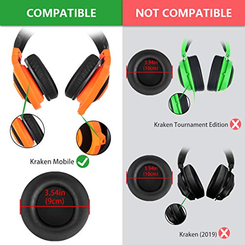 Geekria Quickfit Replacement Ear Pads For Razer Kraken Mobile Headphones Earpads, Headset Ear Cushion Repair Parts (Black) #TOP2