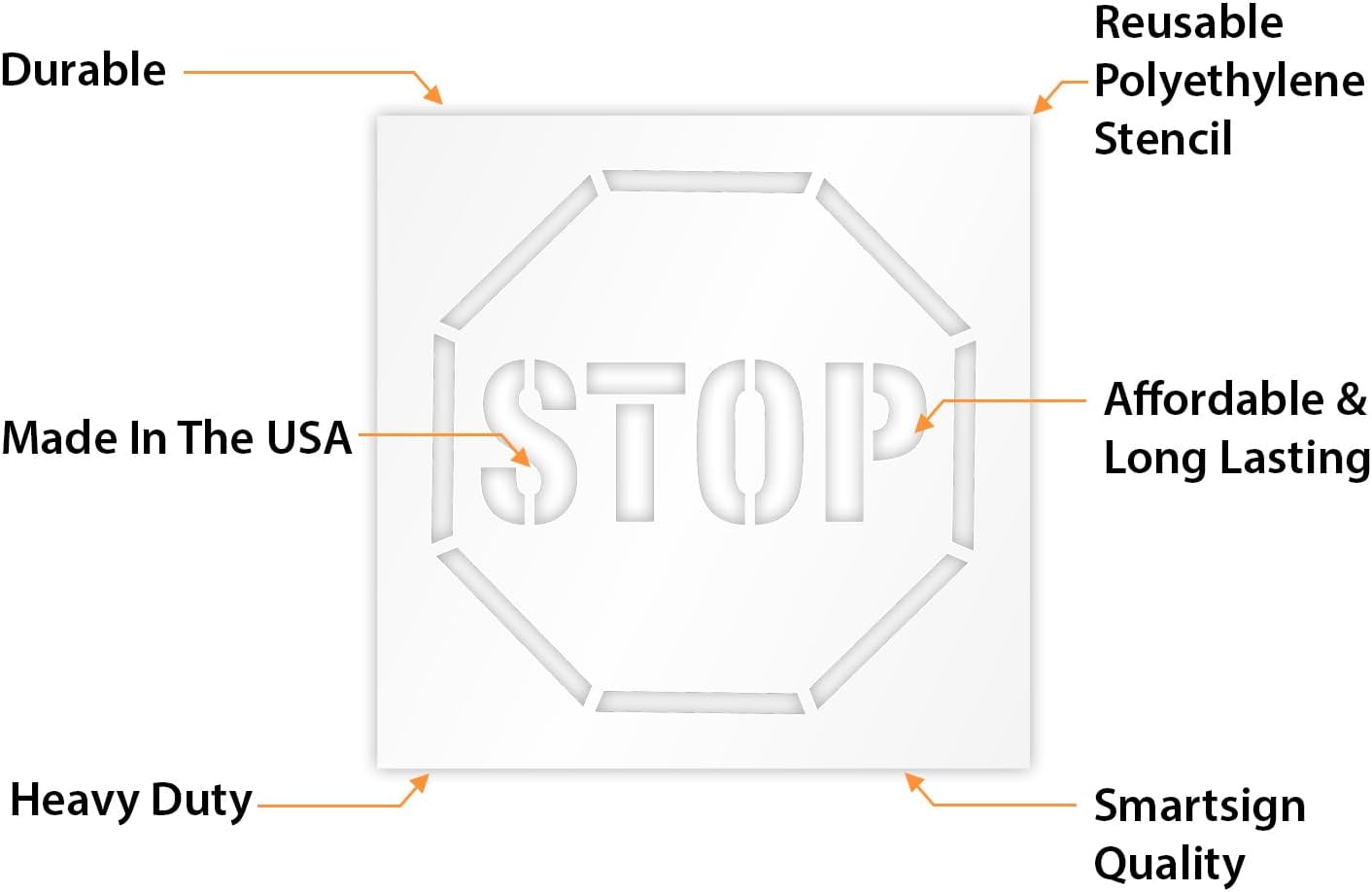 SmartSign 24 x 24 inches Stop Reusable Stencil in Bold Lettering with 18" Octagonal Border, 63 Mil Plastic, Easy to Wash, for Warehouses, Industrial Parks, Construction Sites, Parking Lots, USA Made