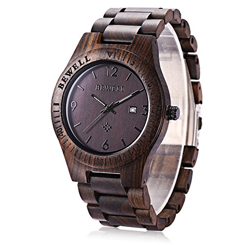 DIROCORO Orologio Da Uomo In Legno Naturale - Quarzo Analogico - Cinturino In Acciaio - Leggero Ed Elegante