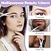 Qianyu 2 Pcs Eyebrow Scissors Professional Stainless Steel Small Shears Grooming Scissors Women Straight Tip Snips Beauty Scissor with PU Sheath for Facial Nose Hair Eyelashes Mustache Beard Trimming
