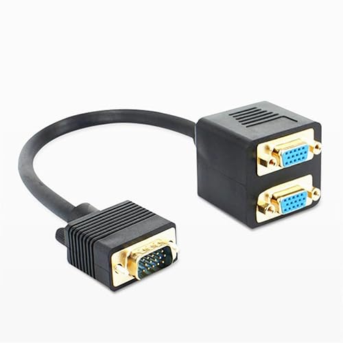 Miniatura 5 de Divisor de cable de vídeo VGA de 2 puertos 1 en 2 salidas ordenador portátil portátil tarjeta gráfica externa VGA monitor proyector adaptador