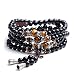 UDTEE New/Fashion Black Color Tiger Eye Crystal Gemstone Tibet Buddhist Buddha Meditation 108 Prayer Bead Mala Bracelet/Necklace