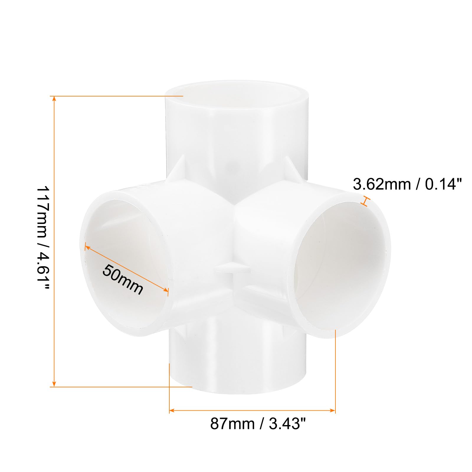 QUARKZMAN 8pz Raccordi per Tubi a 4 Vie Pvc 1-7/8" Gomito Connettore Raccordi per Tubi Irrigazione Grado 90 Accoppiamento Gomito per Tubi per Idraulica Fognature Acqua Drenaggio, Bianco