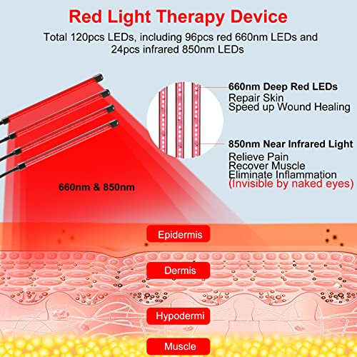 Botcaly Red Light Therapy Device, 120 Leds 660Nm Red & 850Nm Infrared Light Led Red Light Therapy Lamp For Body Face Pain Relief Skin Care, Included Adjustable Tripod, Smart Controller And Goggles #TOP1