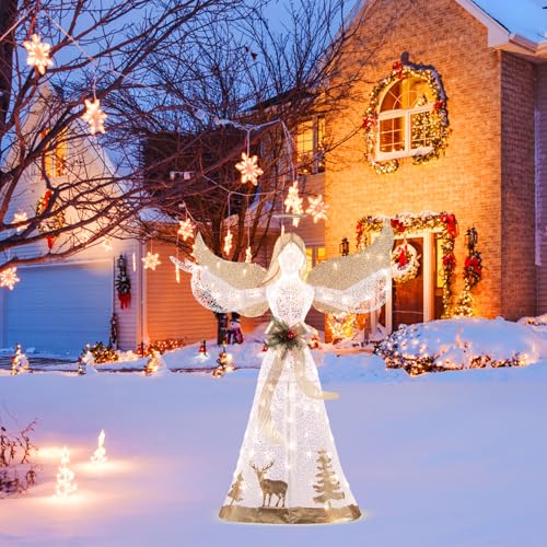 GOPLUS Weihnachtsfiguren beleuchtet, 150 cm Weihnachtsengel, Engel...
