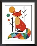 Paño Tamaño: 22cm x 30cm Chreey - Kit de Punto de Cruz  Zorro  22 x 30cm  Apto para Principiantes