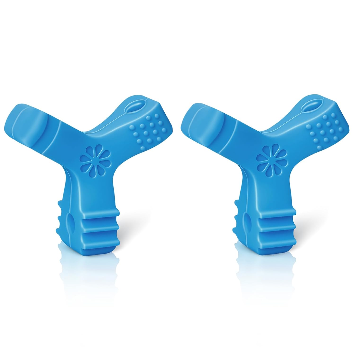 Aligner Chewies for Invisalign Aligners, Triple-End Orthodontic Aligner Chewies Tool with Soft Hollow-Core & Grooved Bite - Comfortable Tray Seaters for Pain Relief, Daily Use (Pack of 2) (Blue)