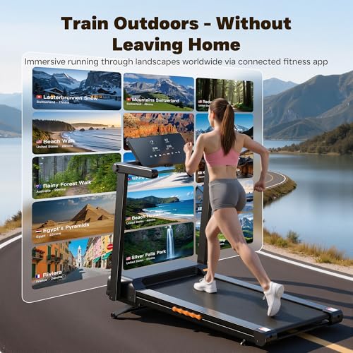 Image of Folding Treadmill, 3.0 HP Foldable Treadmill for Home Office, Walking Running Treadmill with LED Display for Exercise