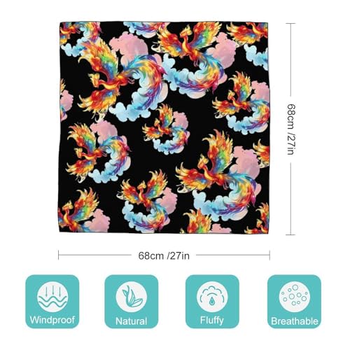 Generic Rainbow Phoenix Fire Bird Head Scarf Square Bandana Neck Scarfs Hair Wrap Scarves for Women Men, 0ne size2