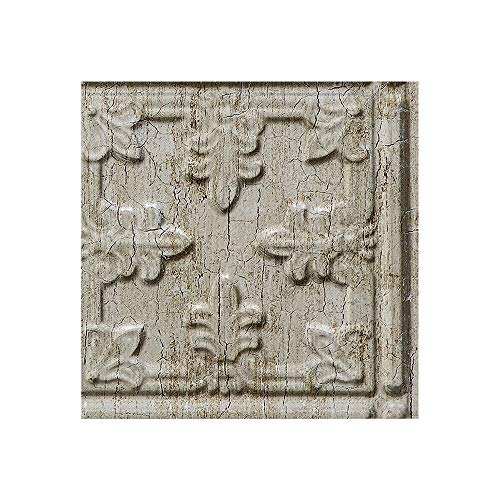 FASÄDE Traditional Style/Pattern 10 Decorative Vinyl Backsplash Panel in Vintage Metal (6X6 Inch Sample)