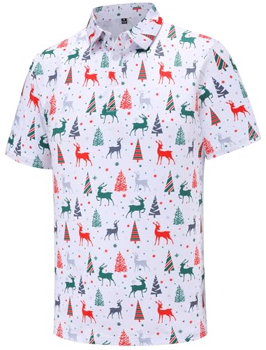 Christmas Shirts for Men Short Sleeve Santa Claus Ugly Funny Christmas Shirts for Men Christmas Vacation Golf Polo Shirt
