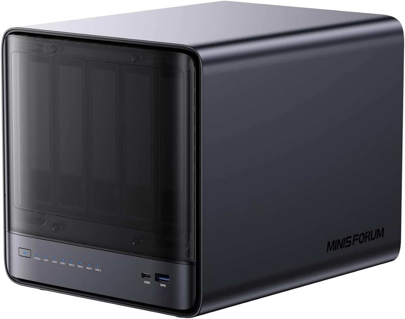 MINIS FORUM N5 Air 5 Baies NAS, AMD Ryzen 7 255, 8C/16T CPU, Radeon 780M, SSD 64 Go, 3 x M.2 NVMe, 10GbE + 5GbE, Ports OCuLink et USB4, Emplacement d'extension PCIe x16 (sans Disque Dur)