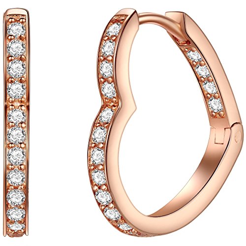 Rafaela Donata Damen-Creolen Sterling Silber rosévergoldet Zirkonia weiß Herz-Symbol - Damen-Ohrhänger Herzen rosevergoldet mit Steinen Cover