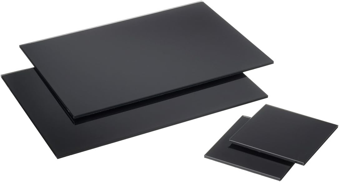 Rectangle Black Glass Placemats Drinks Coasters Dining Table Mats 2 Of Each Set