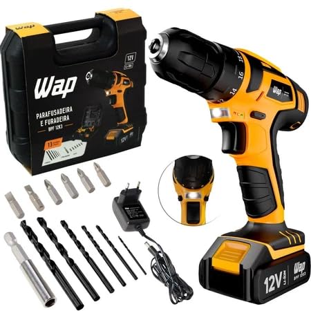 Melhor parafusadeira custo benefício: as 10 melhores em 2025 1 WAP Parafusadeira e Furadeira à Bateria 12V BPF-12K3, Kit de 13 Acessórios e...