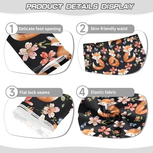 Girls' Athletic Leggings Ankle Length Yoga Dance Pants Kids Teen 4T Fox Flower3