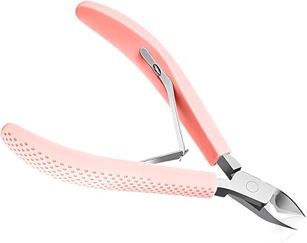 Fine Edge Cuticle Trimmer & Nippers, Scissor, Silicone Handle Nail Tools for Precise Removal, Durable Washable Cuticle Cutter & Remover Nail Clippers Pink 1PC