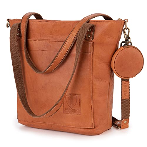 Bolso Tote grande de cuero genuino BERLINER BAGS Vintage miniatura 1