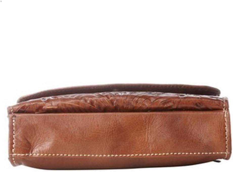 American West Hand Tooled Handcrafted 100% Genuine Leather Tri-Fold Wallet for Women Credit Card Slots Cash Pocket and Clear ID Holder Lady Lace Collection Western (Medium Brown)