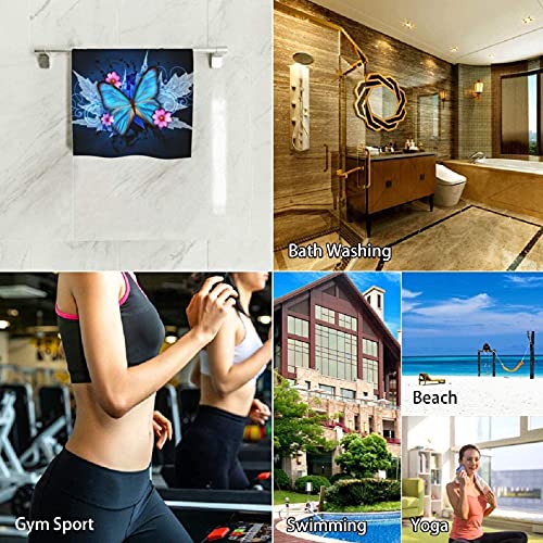 Dujiea Blue Butterfly Flower Kitchen Dish Towels Decorative Hand Towels Absorbent Microfiber Towel Multipurpose For Bathroom Hotel Gym Spa 15 X 27 Inches #TOP6