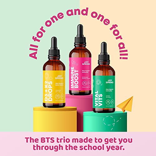 Joyspring Vital Vits, Immune Boost & Vitamin D3 Supplement Set - Natural Daily Herbal Drops - Fill In Dietary Gaps - Back To School Bundle - Help Protect Your Child's Health - Comes In A Convenient L #TOP5