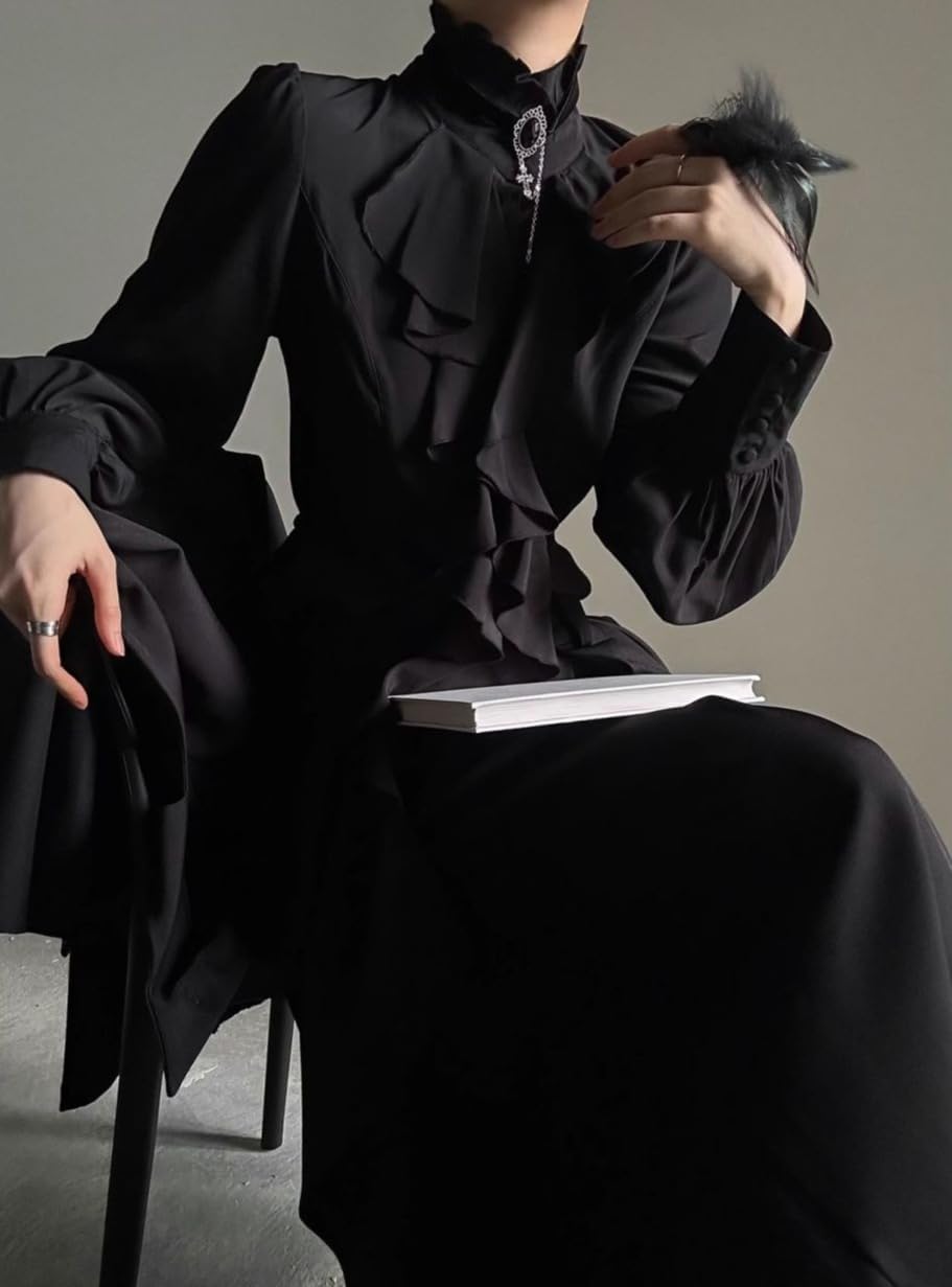 Ouji Fashion Shirts Victorian Blouses Vkei Clothes Retro Gothic Medieval Renaissance Tops Goth Visual Kei Outfit